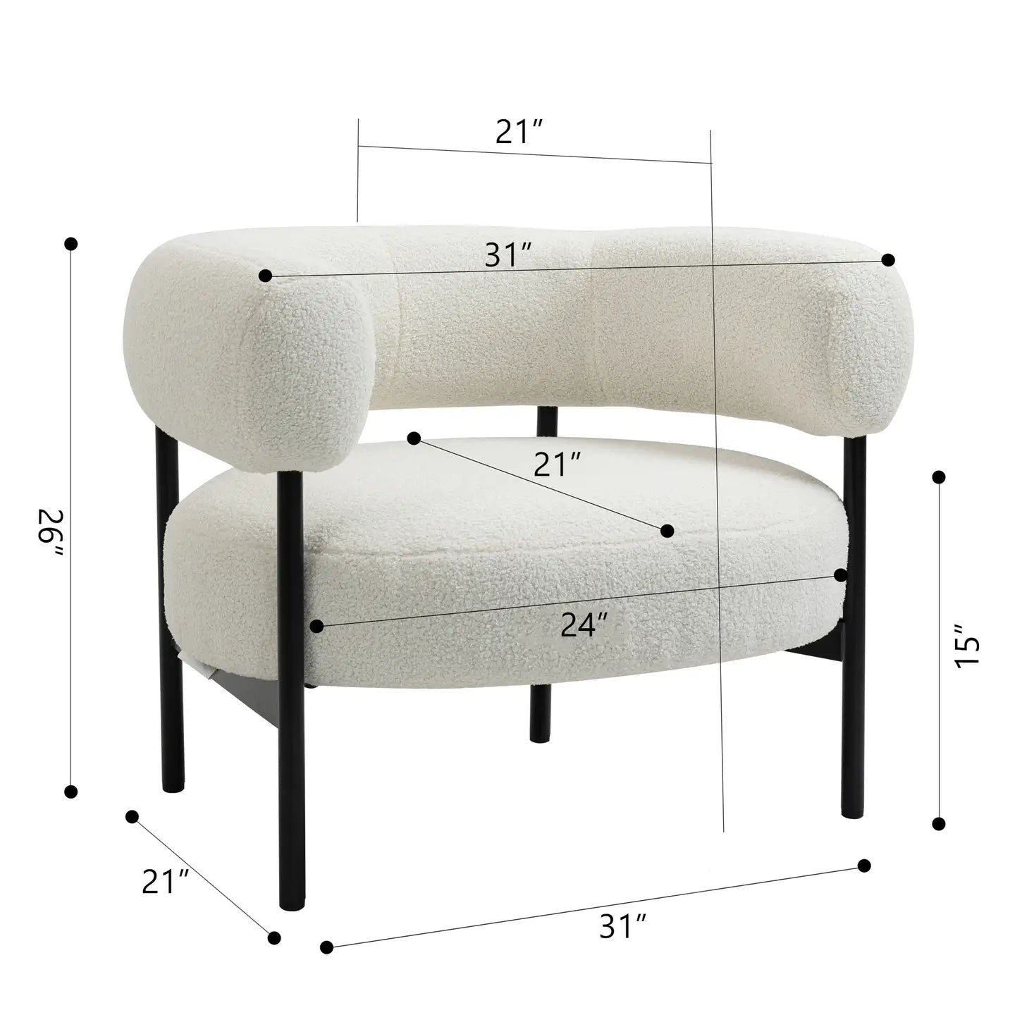 Maison Ayla Boucle Accent Chair - White